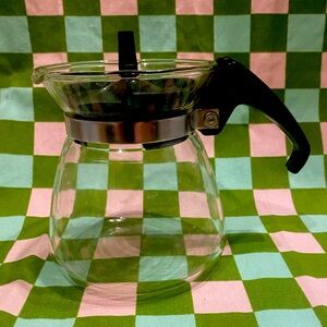 Vintage Glass Coffee Carafe with Black Handle